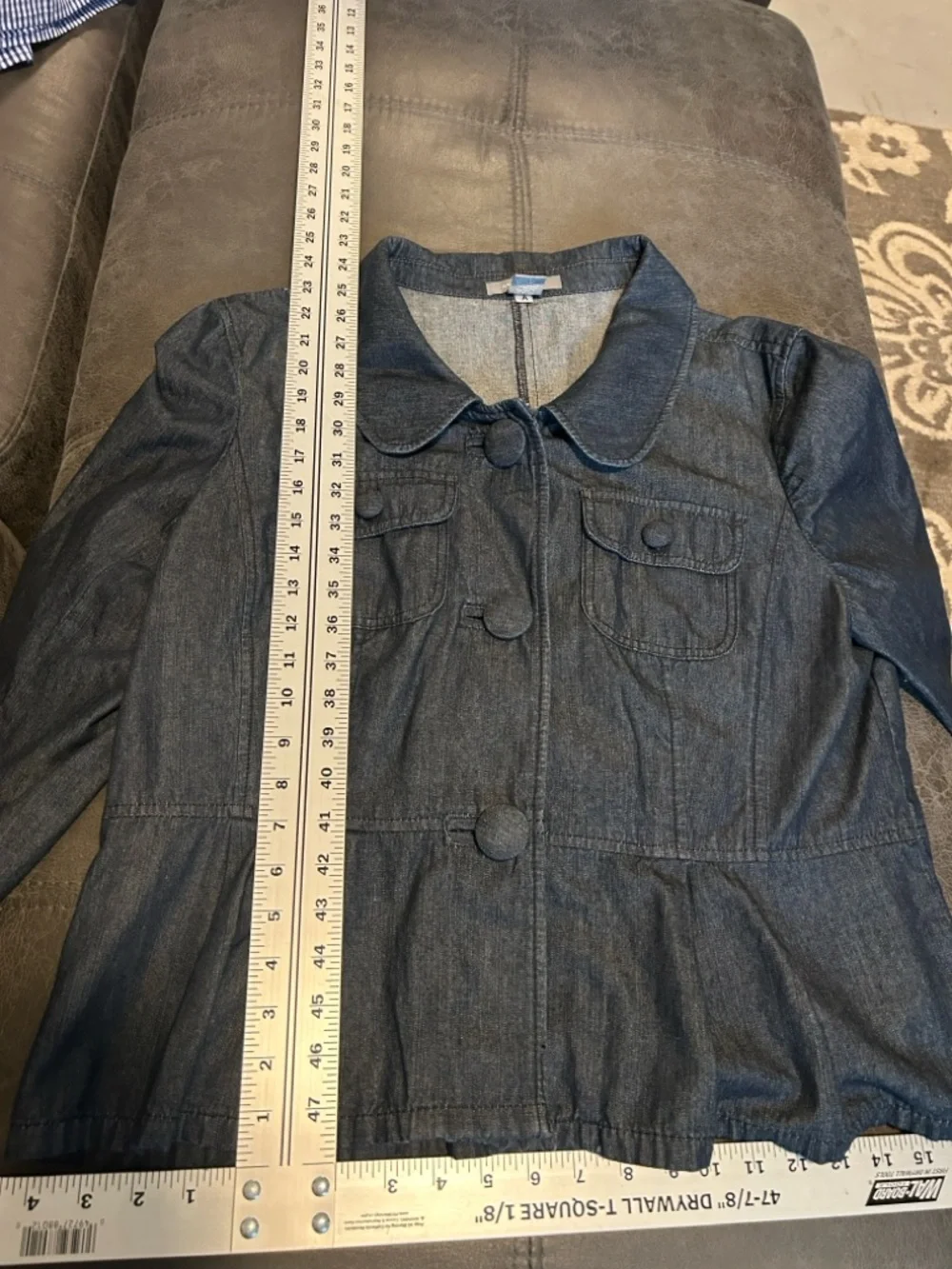 Ann Taylor Dark Denim Button-Front peplum Jacket size 18 - Picture 8 of 10